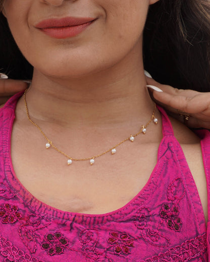 Isis – Pearl Droplet Stainless Steel Necklace