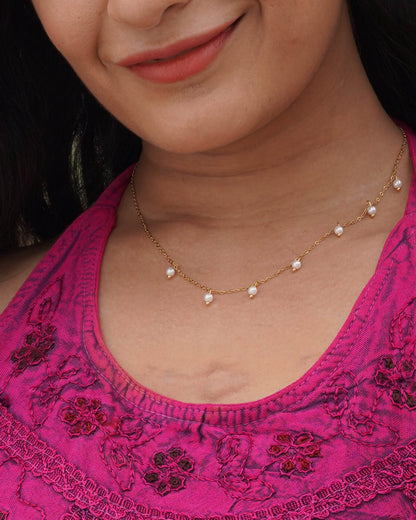 Isis – Pearl Droplet Stainless Steel Necklace