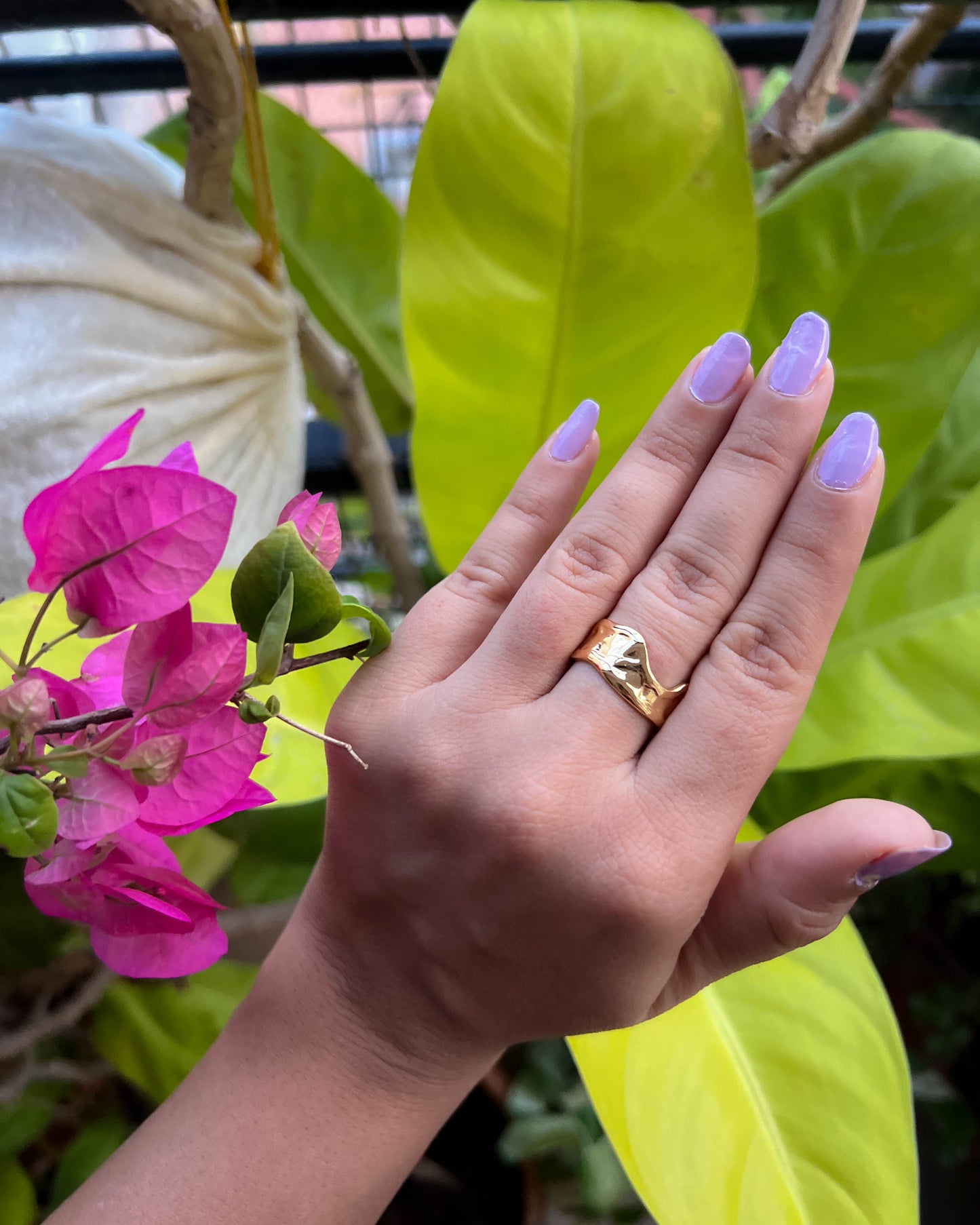 Iris Ring – Raw Hammered Stainless Steel Ring (Anti-Tarnish)