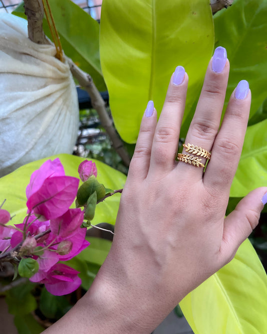 Flora Ring – Leaf Stainless Steel Ring (Anti-Tarnish)