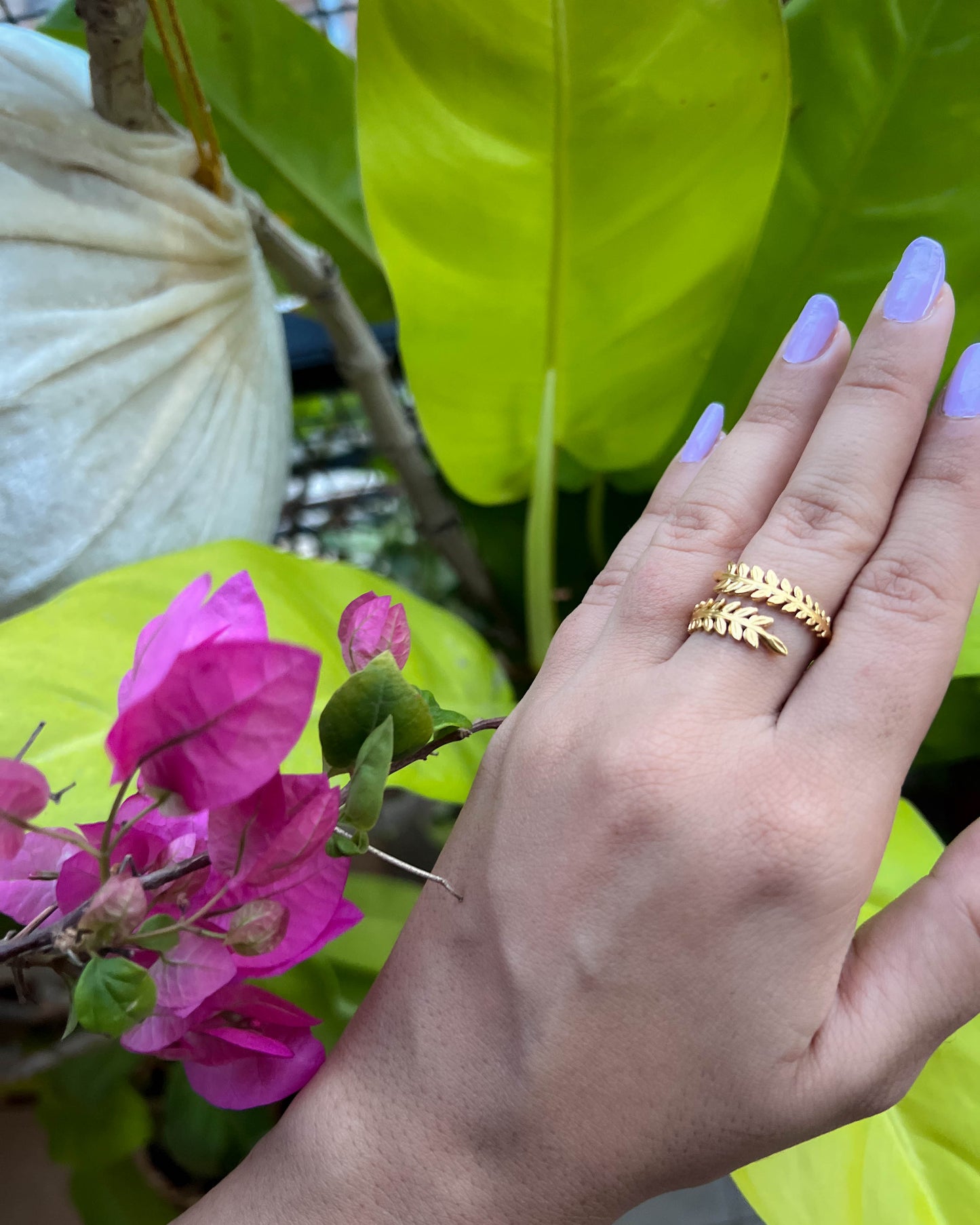 Flora Ring – Leaf Stainless Steel Ring (Anti-Tarnish)