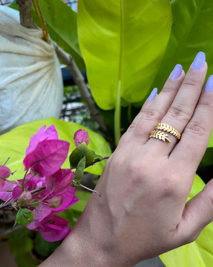 Flora Ring – Leaf Stainless Steel Ring (Anti-Tarnish)