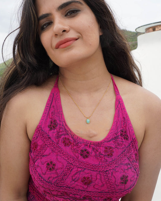 Nyx – Sea Blue Stone Pendant Necklace