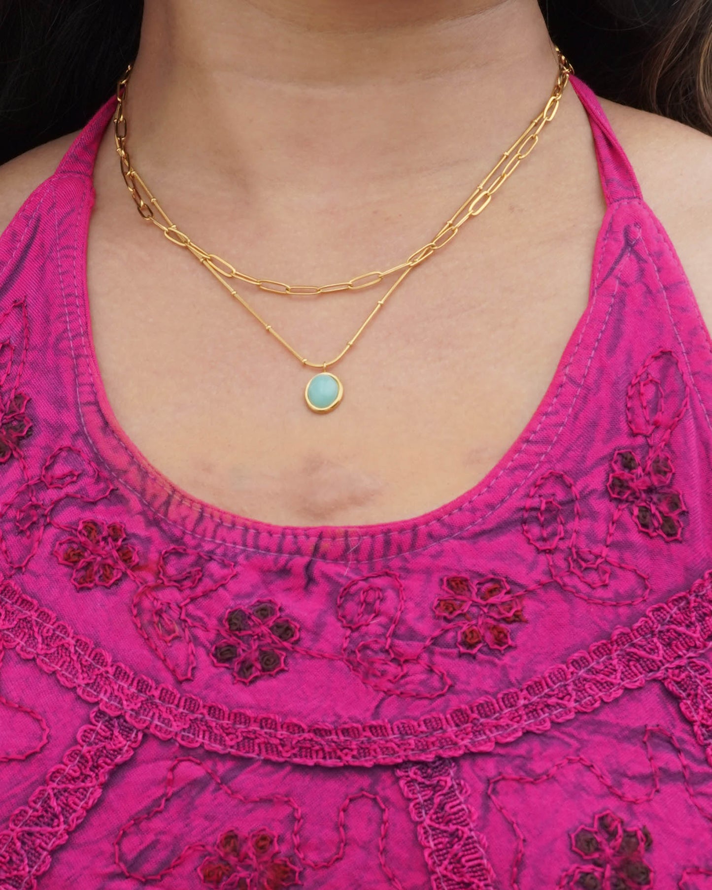 Nyx – Sea Blue Stone Pendant Necklace